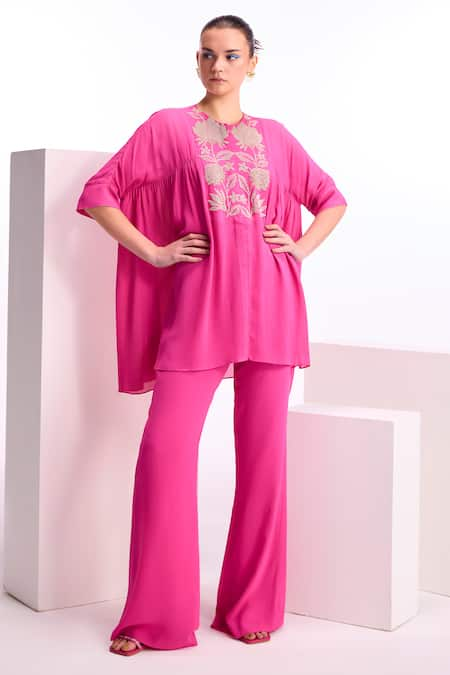 Namrata Joshipura Hibiscus Embroidered Gathered Top & Pant Set 