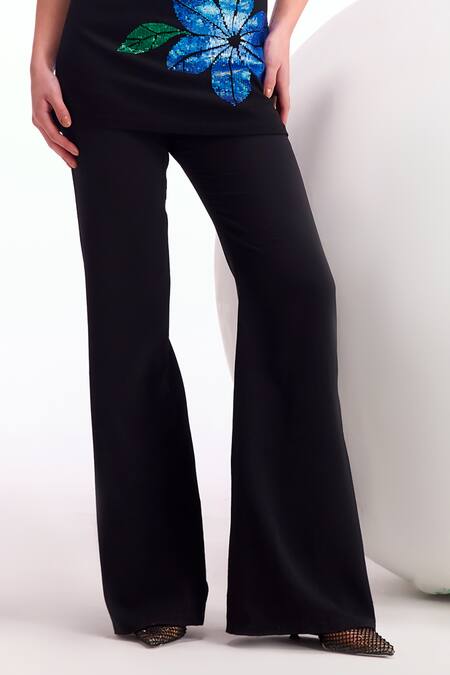 Buy_Namrata Joshipura_Black Jersey Sequins Open Neck Nova Work Top And Pant Set _Online_at_Aza_Fashions