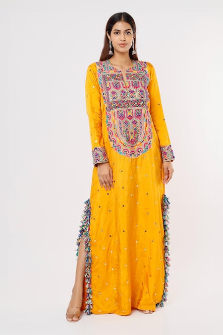Payal Singhal Embroidered Mukaish Silk Kaftan 