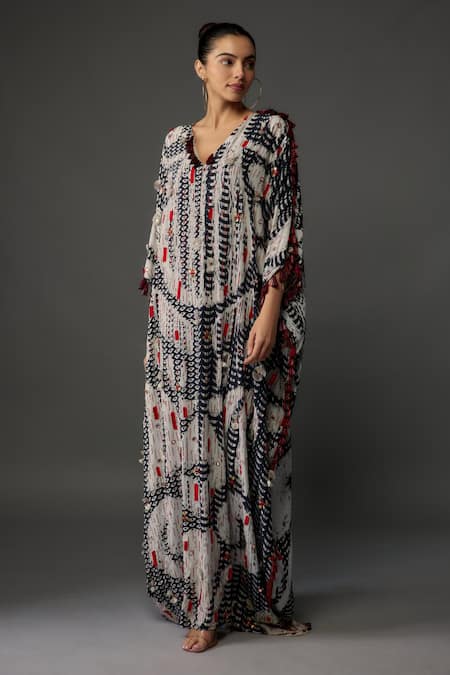 Payal Singhal Uzbek Print & Embroidered Kaftan 