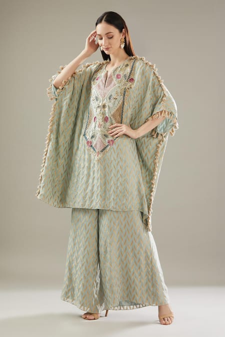 Payal Singhal Embroidered Placket Kaftan With Palazzo 