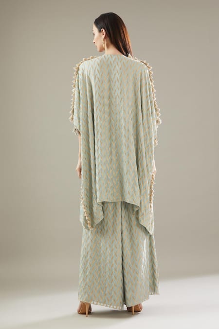 Payal Singhal Embroidered Placket Kaftan With Palazzo 