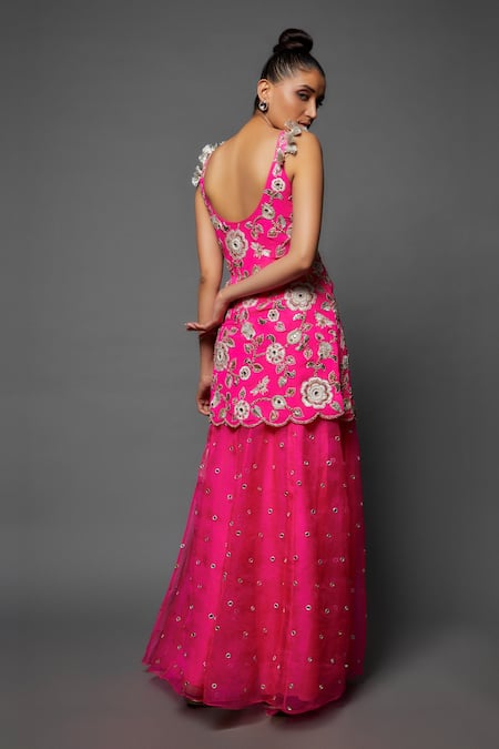 Payal Singhal Flower Blossom Embroidered Kurta Sharara Set 