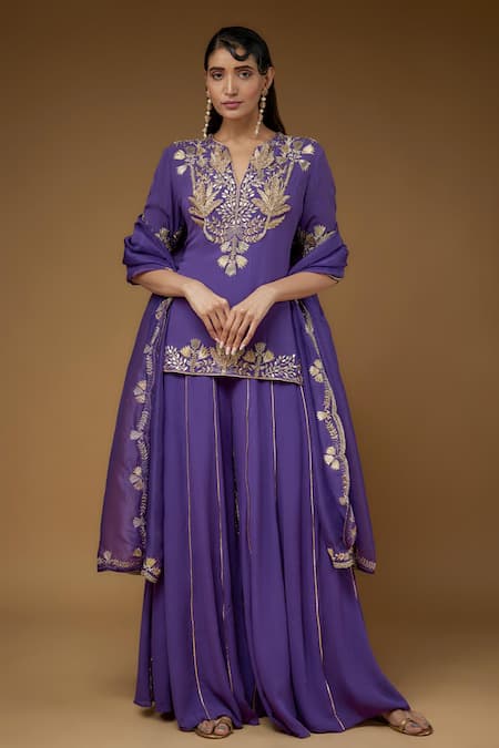 Payal Singhal Zari Forest Embroidered Kurta Sharara Set 