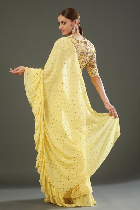 Payal Singhal Pre-Stitched Mukaish Embroidered Saree With Blouse 