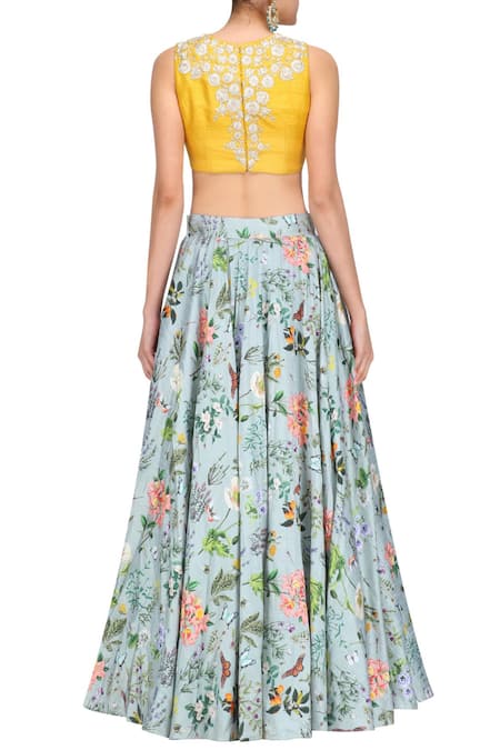 Payal Singhal Floral Jaal Thread Embroidered Blouse Lehenga Set 