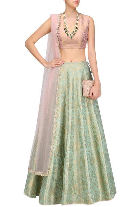 Payal Singhal Woven Floral Vine Pattern Lehenga Set 