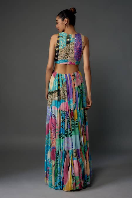 PS Pret By Payal Singhal Tropical Print Cutout Maxi Dress 