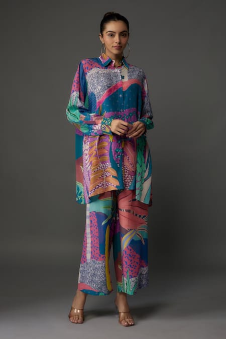 PS Pret by Payal Singhal Tropical Print Shirt & Pant Set 