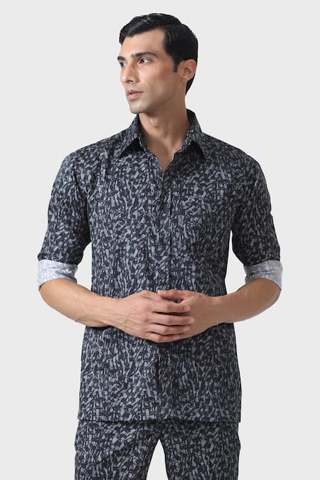 Buy_Raghavendra Rathore Jodhpur_Black Cotton Satin Chic Unwind In Style Night Suit _Online_at_Aza_Fashions