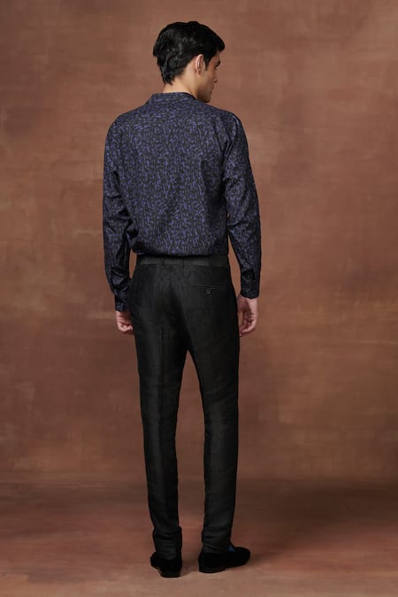 Shop Raghavendra Rathore Jodhpur Black Silk Resort Elegance Shirt at Aza Fashions Shop_Raghavendra Rathore Jodhpur_Black Silk Resort Elegance Shirt _at_Aza_Fashions