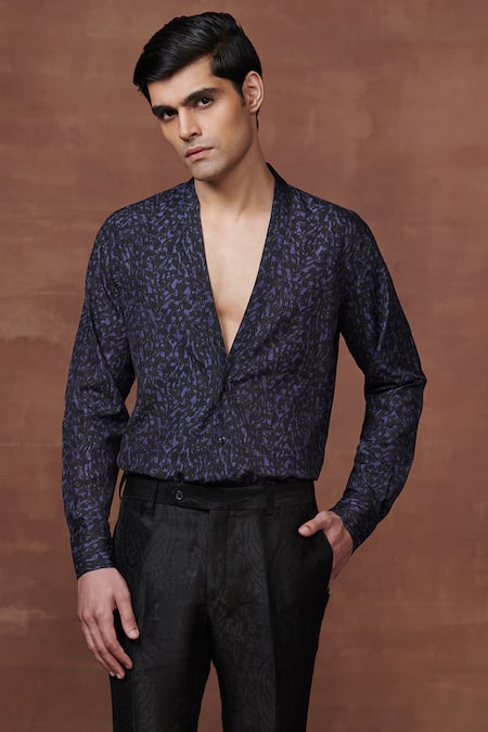 Raghavendra Rathore Jodhpur Black Silk Resort Elegance Shirt Online at Aza Fashions Raghavendra Rathore Jodhpur_Black Silk Resort Elegance Shirt _Online_at_Aza_Fashions