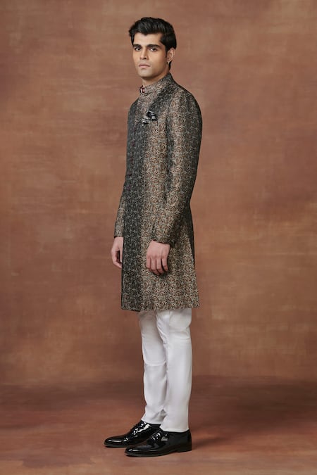 Shop Raghavendra Rathore Jodhpur Multi Color Jacquard Embroidery The Mosaic Achkan Online at Aza Fashions Shop_Raghavendra Rathore Jodhpur_Multi Color Jacquard Embroidery The Mosaic Achkan _Online_at_Aza_Fashions