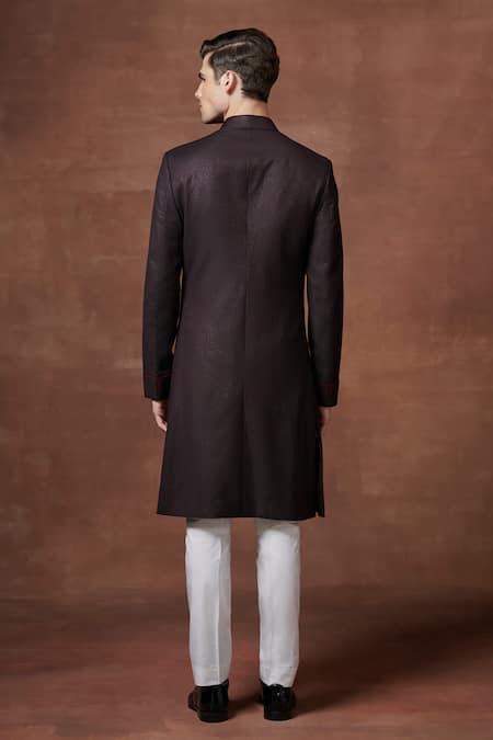 Raghavendra Rathore Jodhpur Regal Striped Textured Achkan 