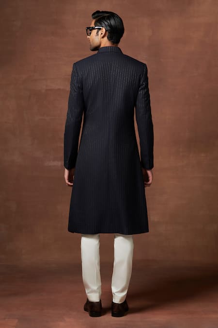 Shop Raghavendra Rathore Jodhpur Blue Wool Zari The Royal Grandeur Achkan at Aza Fashions Shop_Raghavendra Rathore Jodhpur_Blue Wool Zari The Royal Grandeur Achkan _at_Aza_Fashions