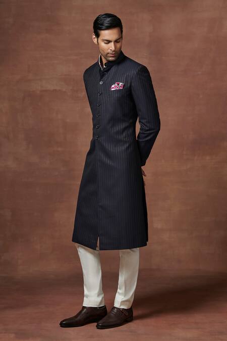 Buy Raghavendra Rathore Jodhpur Blue Wool Zari The Royal Grandeur Achkan Online at Aza Fashions Buy_Raghavendra Rathore Jodhpur_Blue Wool Zari The Royal Grandeur Achkan _Online_at_Aza_Fashions