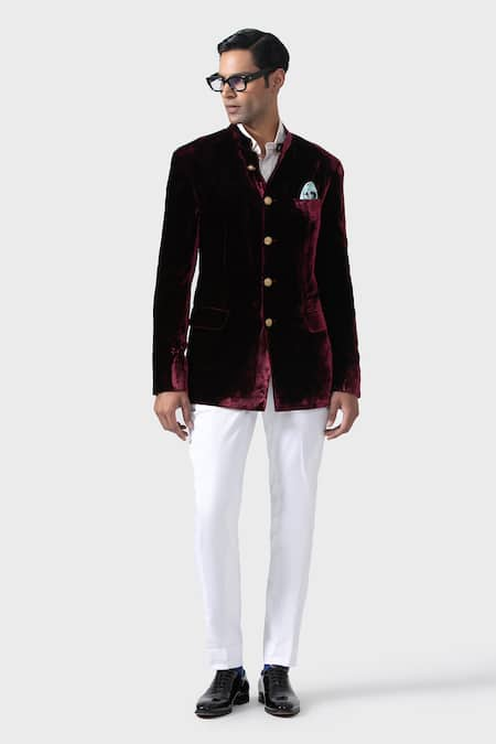 Raghavendra Rathore Jodhpur Classic Elegance Handmade Velvet Bandhgala Jacket 