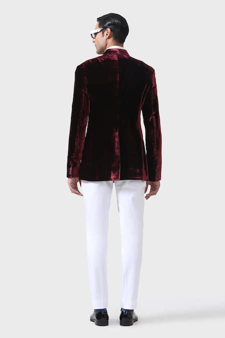 Raghavendra Rathore Jodhpur Classic Elegance Handmade Velvet Bandhgala Jacket 