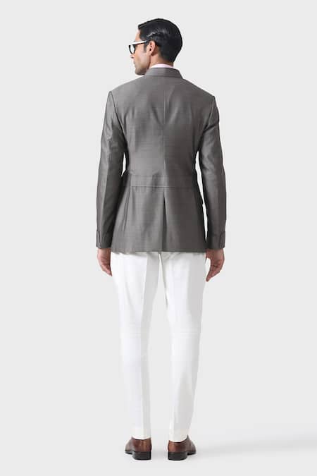 Raghavendra Rathore Jodhpur Pleated Patch Pocket Bandhgala Jacket 