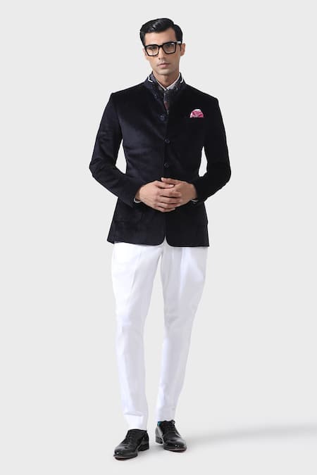 Raghavendra Rathore Jodhpur Elegant Cashmere Corduroy Bandhgala 