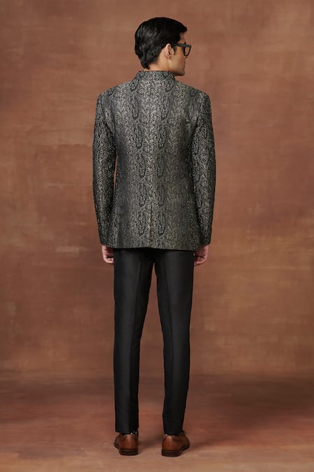 Raghavendra Rathore Jodhpur Timeless Elegance Floral Jacquard Woven Bandhgala 