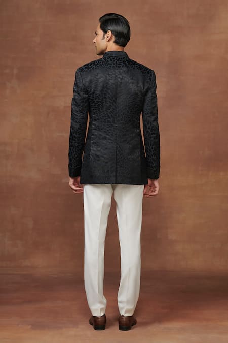 Raghavendra Rathore Jodhpur Regal Elegance Bespoke Leopard Woven Bandhgala 