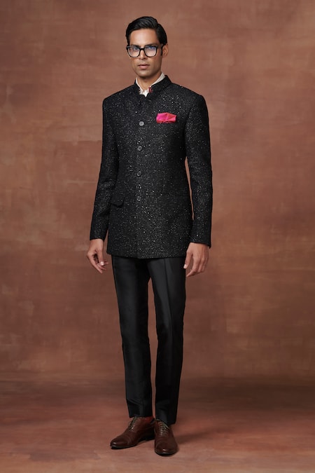 Raghavendra Rathore Jodhpur Regal Shimmer The Ultimate Bespoke Embroidered Bandhgala 