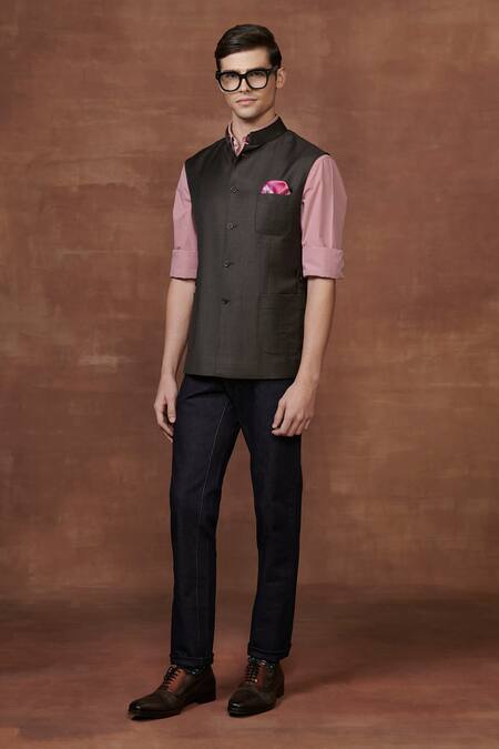 Buy Raghavendra Rathore Jodhpur Brown Wool Safari Elegance Waistcoat Online at Aza Fashions Buy_Raghavendra Rathore Jodhpur_Brown Wool Safari Elegance Waistcoat _Online_at_Aza_Fashions