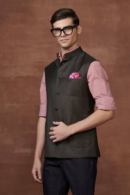 Raghavendra Rathore Jodhpur Brown Wool Safari Elegance Waistcoat at Aza Fashions Raghavendra Rathore Jodhpur_Brown Wool Safari Elegance Waistcoat _at_Aza_Fashions