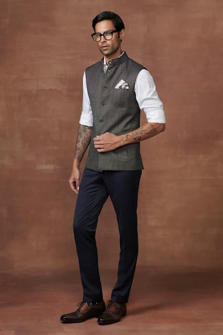 Raghavendra Rathore Jodhpur Noble Noir Waistcoat 