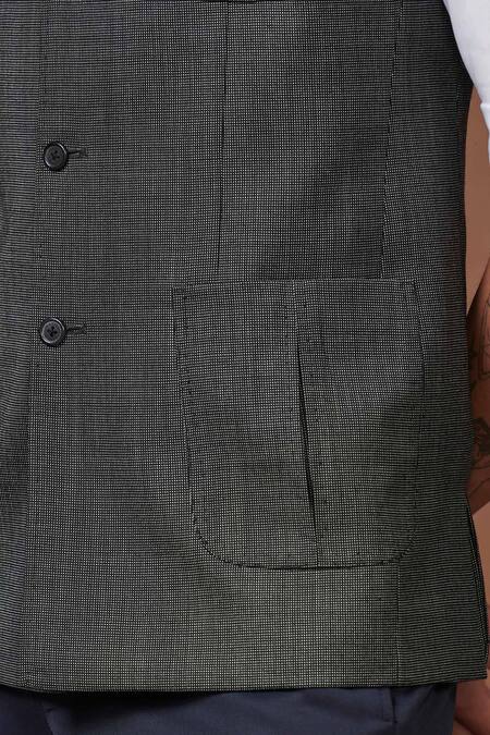 Shop Raghavendra Rathore Jodhpur Grey Wool Noble Noir Waistcoat Online at Aza Fashions Shop_Raghavendra Rathore Jodhpur_Grey Wool Noble Noir Waistcoat _Online_at_Aza_Fashions