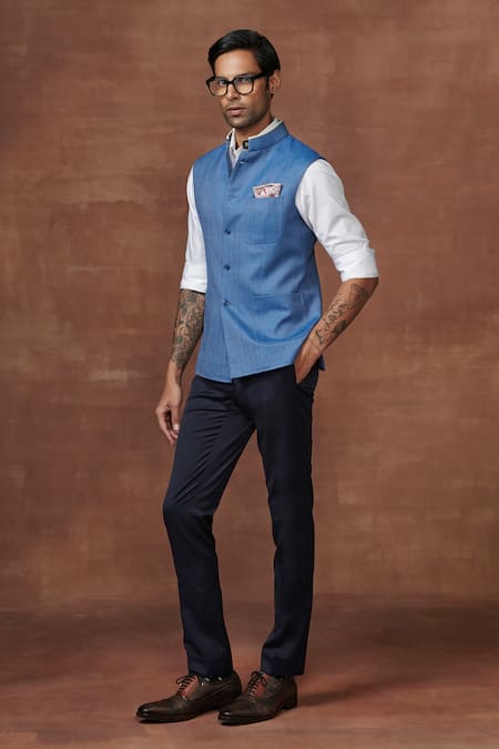 Raghavendra Rathore Jodhpur The Azzure Suave Wool Waistcoat 