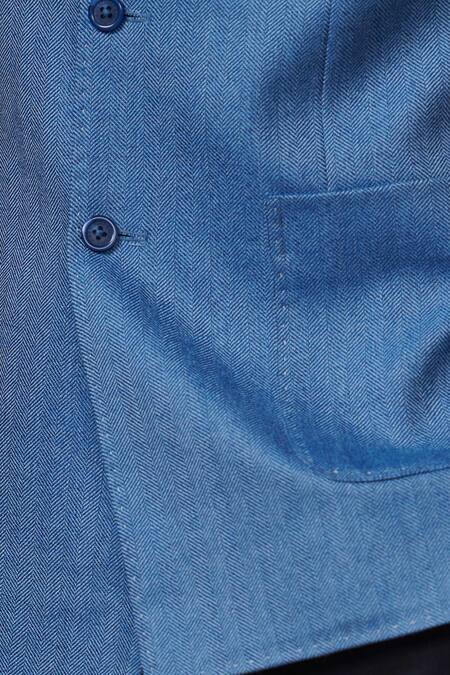 Buy Raghavendra Rathore Jodhpur Blue Wool The Azzure Suave Waistcoat Online at Aza Fashions Buy_Raghavendra Rathore Jodhpur_Blue Wool The Azzure Suave Waistcoat _Online_at_Aza_Fashions