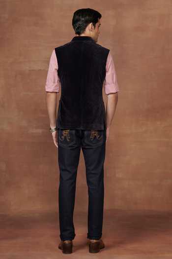 Raghavendra Rathore Jodhpur Velour Piped Allure Waistcoat 