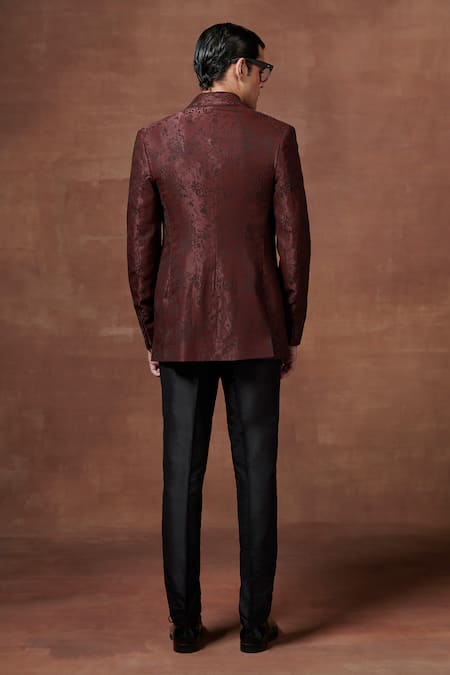 Raghavendra Rathore Jodhpur Floral Textured Wool Tuxedo Jacket 