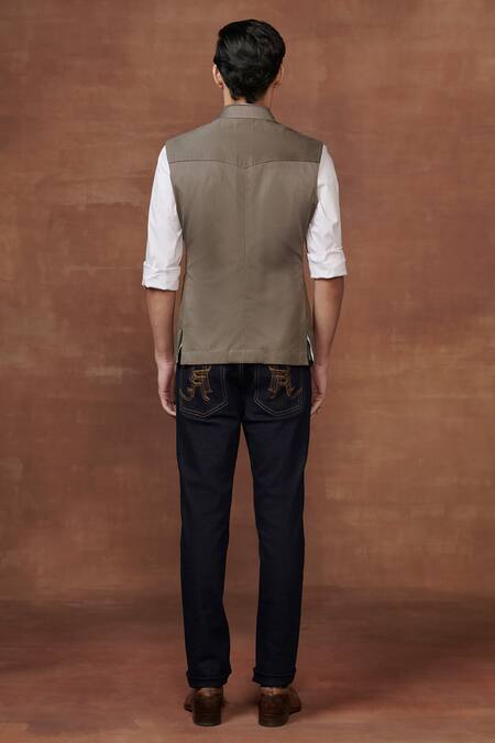 Raghavendra Rathore Jodhpur Lustrous Wool Button Down Waistcoat 