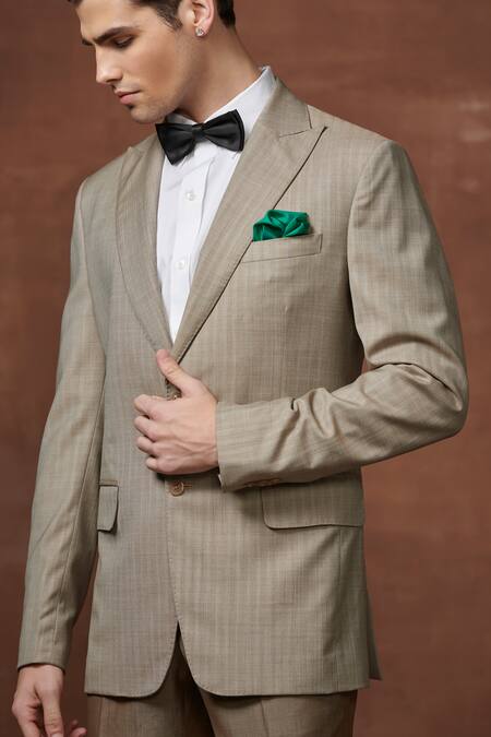 Shop_Raghavendra Rathore Jodhpur_Brown Wool Timeless Glamour Jacket _Online_at_Aza_Fashions