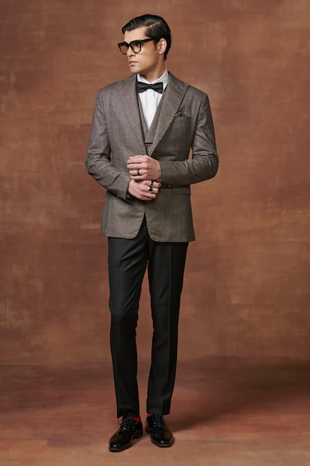 Raghavendra Rathore Jodhpur Solid Textured Tuxedo Jacket 