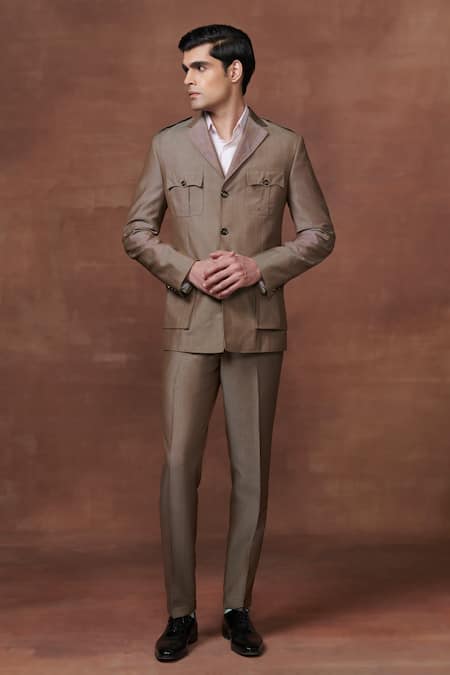 Raghavendra Rathore Jodhpur Collared Tuxedo Jacket & Pant Set 