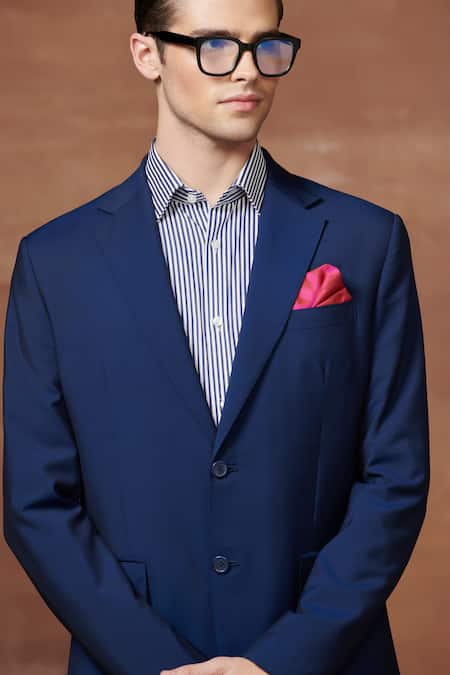 Raghavendra Rathore Jodhpur_Blue Wool Tuxedo Jacket _Online_at_Aza_Fashions