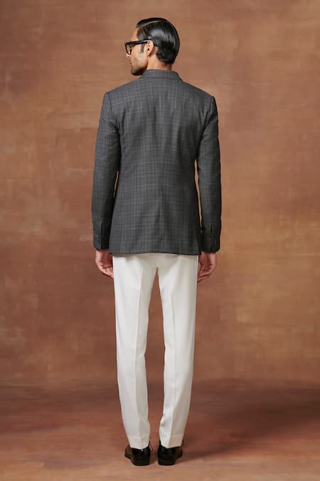 Raghavendra Rathore Jodhpur Dignified Checkered Wool Jacket 