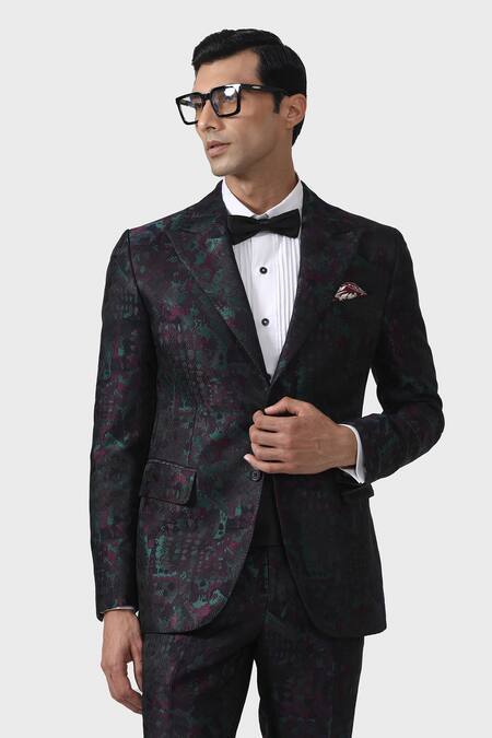 Raghavendra Rathore Jodhpur_Wine Suede Saritorial Splendor Textured Tuxedo Jacket _Online_at_Aza_Fashions