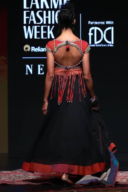 Shop_Swatti Kapoor_Multi Color , Handloom Sequins, Tassels Akila Striped Print Blouse _at_Aza_Fashions