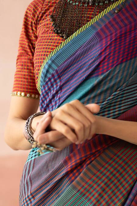 Buy Swatti Kapoor Multi Color Woven Chanderi 60gm Block Printed Cairo Blouse Online at Aza Fashions Buy_Swatti Kapoor_Multi Color Woven Chanderi 60gm Block Printed Cairo Blouse _Online_at_Aza_Fashions