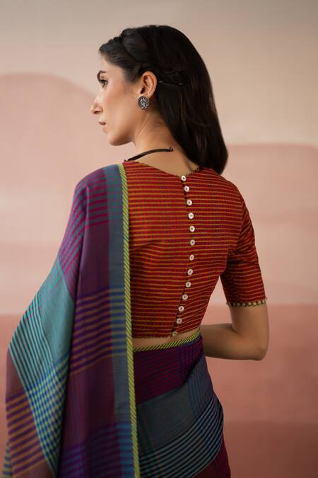 Shop Swatti Kapoor Multi Color Woven Chanderi 60gm Block Printed Cairo Blouse Online at Aza Fashions Shop_Swatti Kapoor_Multi Color Woven Chanderi 60gm Block Printed Cairo Blouse _Online_at_Aza_Fashions