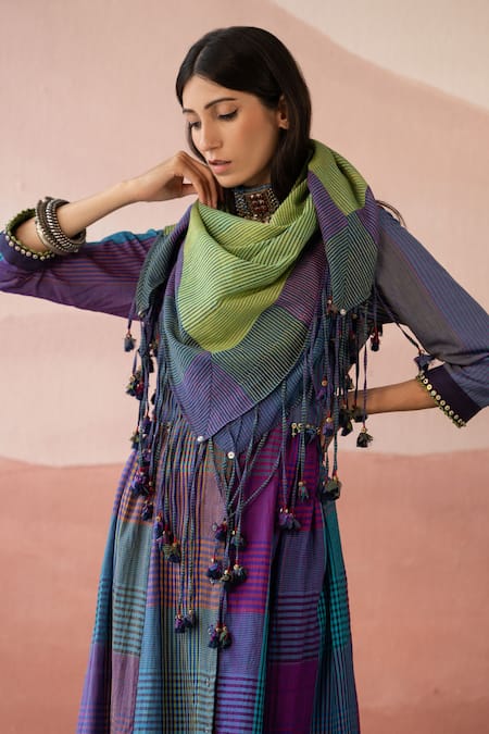 Buy Swatti Kapoor Multi Color , Handloom Beads Round Neck Sabri Checkered Woven Kurta Online at Aza Fashions Buy_Swatti Kapoor_Multi Color , Handloom Beads Round Neck Sabri Checkered Woven Kurta _Online_at_Aza_Fashions