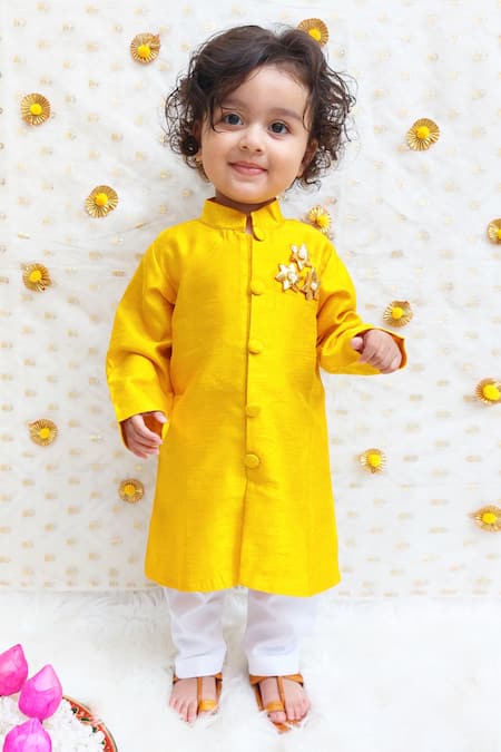 Buy Byb Premium Yellow Silk Gota Patti Embroidered Kurta Set Online at Aza Fashions Buy_Byb Premium_Yellow Silk Gota Patti Embroidered Kurta Set _Online_at_Aza_Fashions
