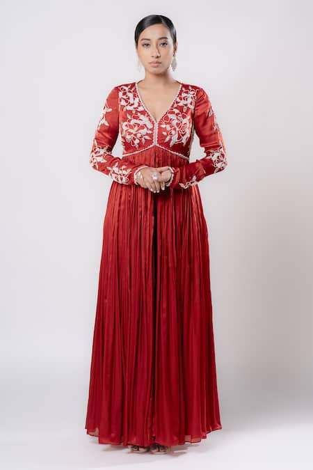 Harshita Jain Front Slit Hand Embroidered Anarkali Pant Set 