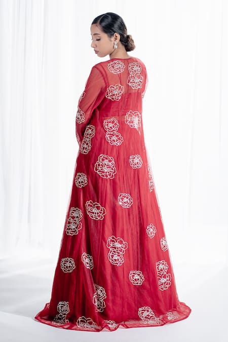 Harshita Jain Rose Hand Embroidered Jacket Lehenga Set 