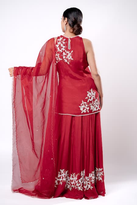 Harshita Jain Floral Hand Embroidered Kurta Sharara Set 